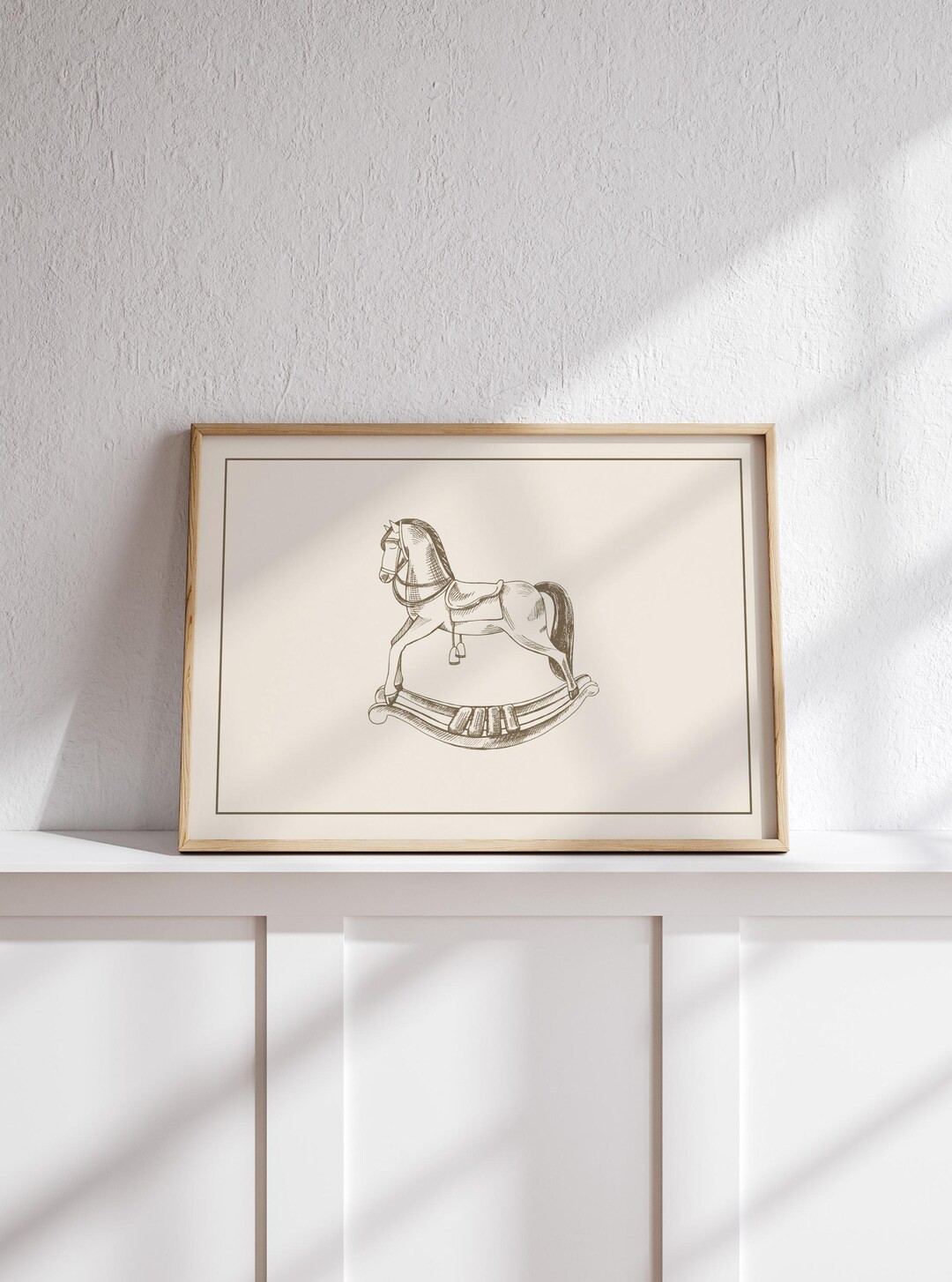 Rocking Horse Nursery Print // vintage style nursery wall art, neutral nursery print, gender neut... | Etsy (US)