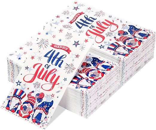 100 pieces 4th of July Decorations Napkins, Patriotic Guest Disposable Memorial Day Paper Party D... | Amazon (US)