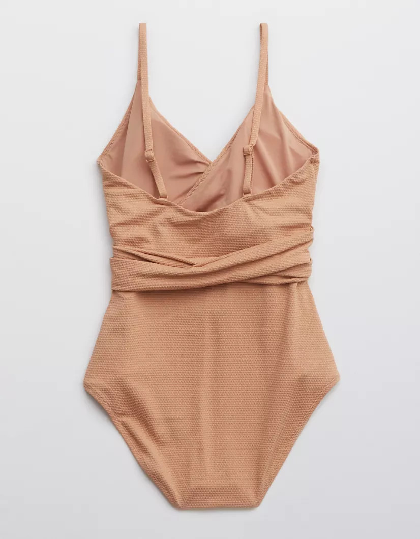 Aerie Pique Wrap One Piece Swimsuit | American Eagle Outfitters (US & CA)