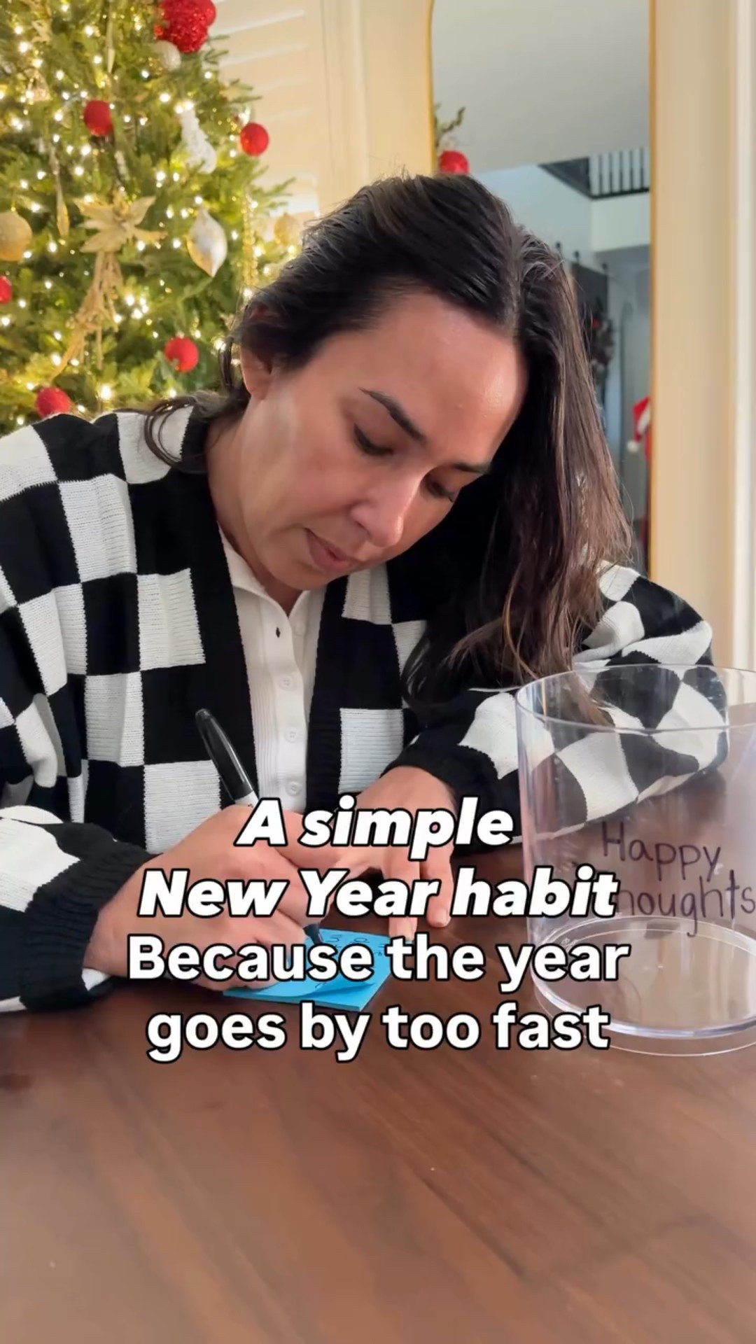 The year goes by fast. Faster than I expect every single time.

I’m naturally a little negative and it takes effort for me to look for the positive, so I’m trying something simple this year. Writing down one good thing from the day. A small win, something that made me laugh, or just a moment I don’t want to forget. Putting it in a jar and letting it add up.

I also like the idea of doing this with kids. Helping them get in the habit of looking for something good each day instead of feeling like nothing happened or the day was a total blur.

Not because every day is great, but because there are usually a few good parts we rush right past.

No pressure to do it perfectly. Just a way to slow down enough to notice what would otherwise get lost.

What’s one thing from today you wouldn’t mind remembering?

#LTKstorytime #LTKHoliday #LTKmomlife