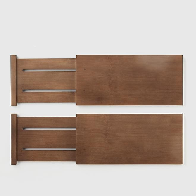Marie Kondo Shallow Bamboo Drawer Divider Kocha Brown Pkg/2 | The Container Store