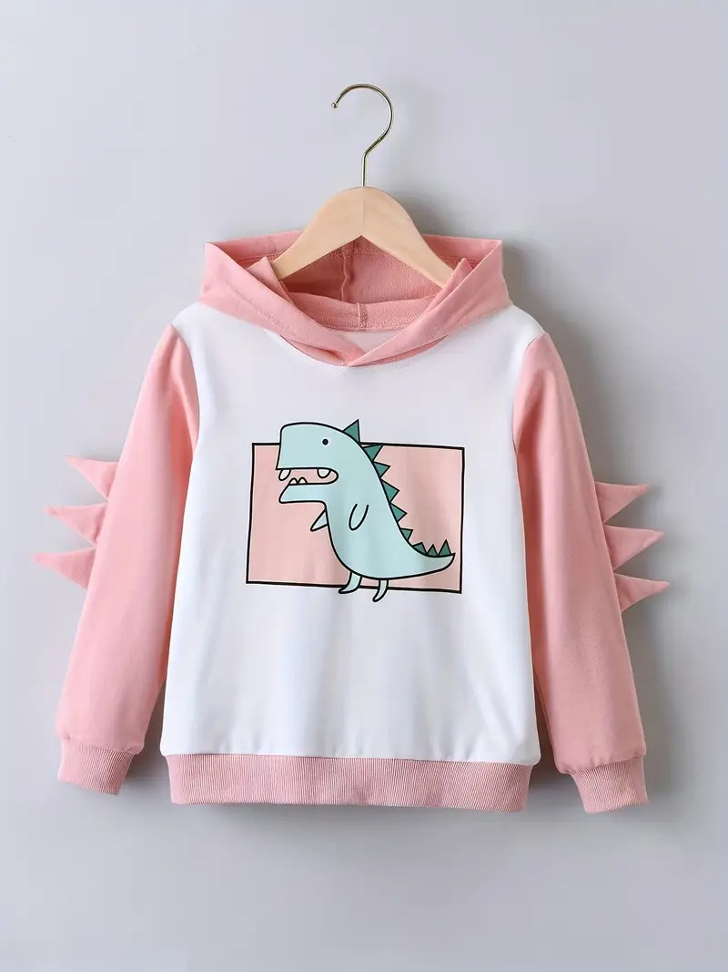 Cute Dinosaur Print Design Girls Casual Hoodie Loose Long - Temu New Zealand | Temu Affiliate Program