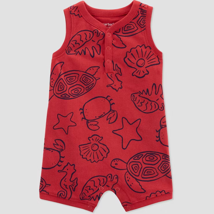 Carter's Just One You®️ Baby Boys' Sea Creatures Romper - Red | Target