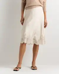 100% Washable Silk Lace Skirt in Champagne | Quince