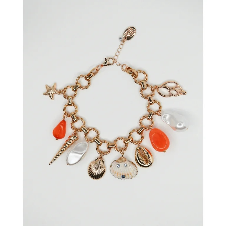 Time and Tru Goldtone Coastal Charm Bracelet, Coral, 1 Pieces | Walmart (US)