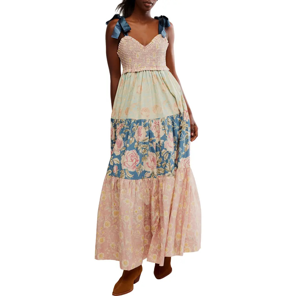 Free People Bluebell Mixed Print Cotton Maxi Dress in Antique Combo at Nordstrom Rack, Size X-Large | Nordstrom Rack