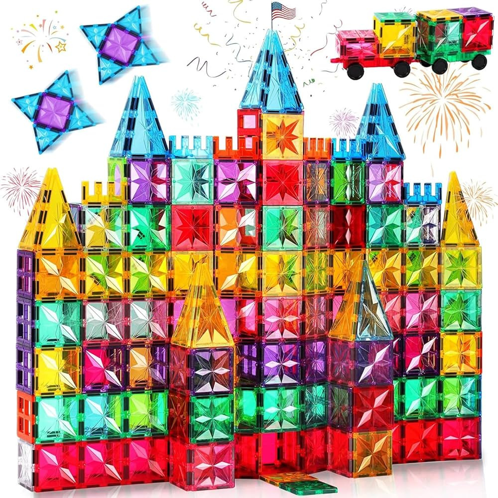 Magnetic Tiles,100PCS Star Magnetic Building Blocks Toy for Ages 3 4 5 6 7 8 9,Magnetic Tiles for... | Amazon (US)