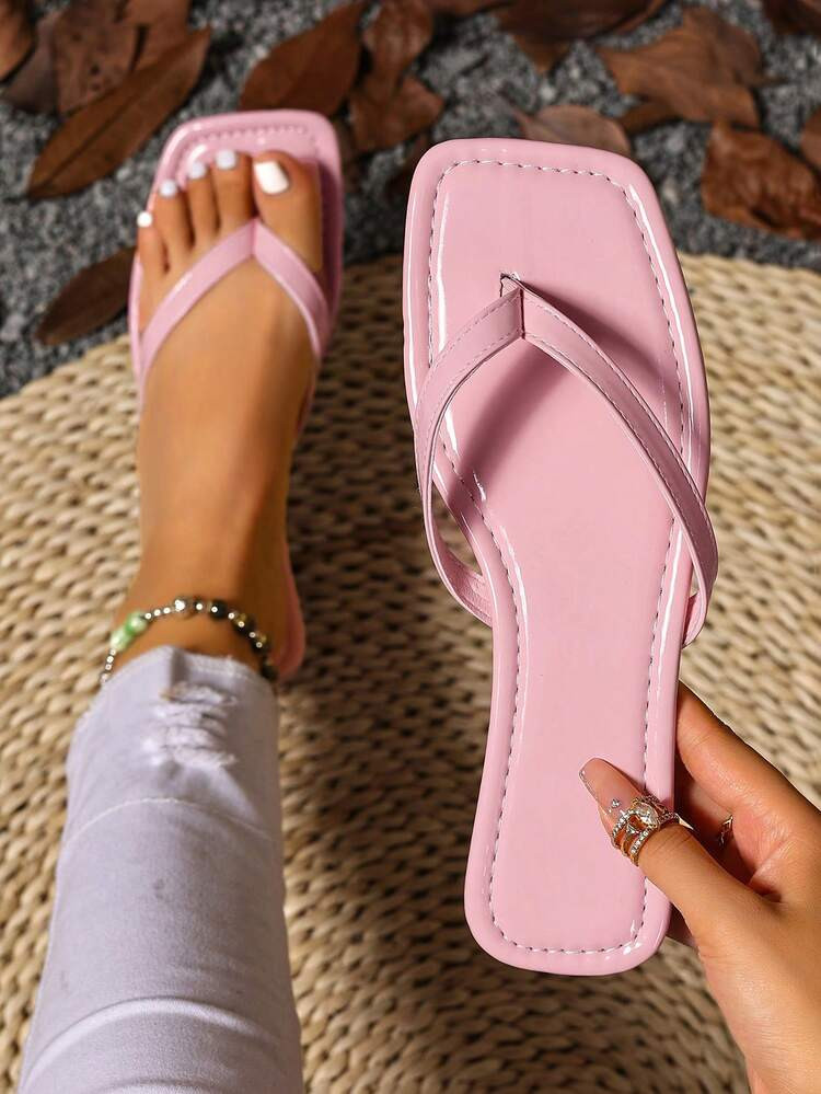 Women Plus Size Open Toe Sandals With Faux Flower Design, Flat Bottom, Comfortable Summer Slip-On, EU Size 2025,Flip Flops | SHEIN