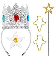 Princess Costume Accessories, 4 PCS Set of Princess Crown/Earrings/Gloves/Brooch Dress up for Women Girls | Amazon (US)