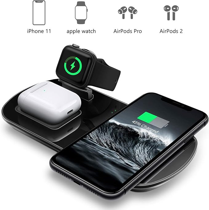 Wireless Charger, 3 in 1 Wireless Charging Pad with Magnetic Charger for Apple Watch 5/4/3/2/1, F... | Amazon (US)