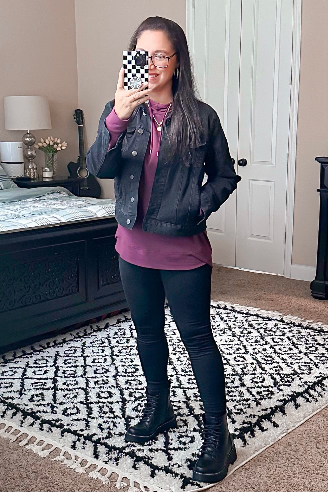 fall outfit inspo | denim jacket | jean jacket | mock neck hoodie | leggings | combat boots | lace up boots | casual style

#LTKfindsunder50 #LTKsalealert #LTKSeasonal