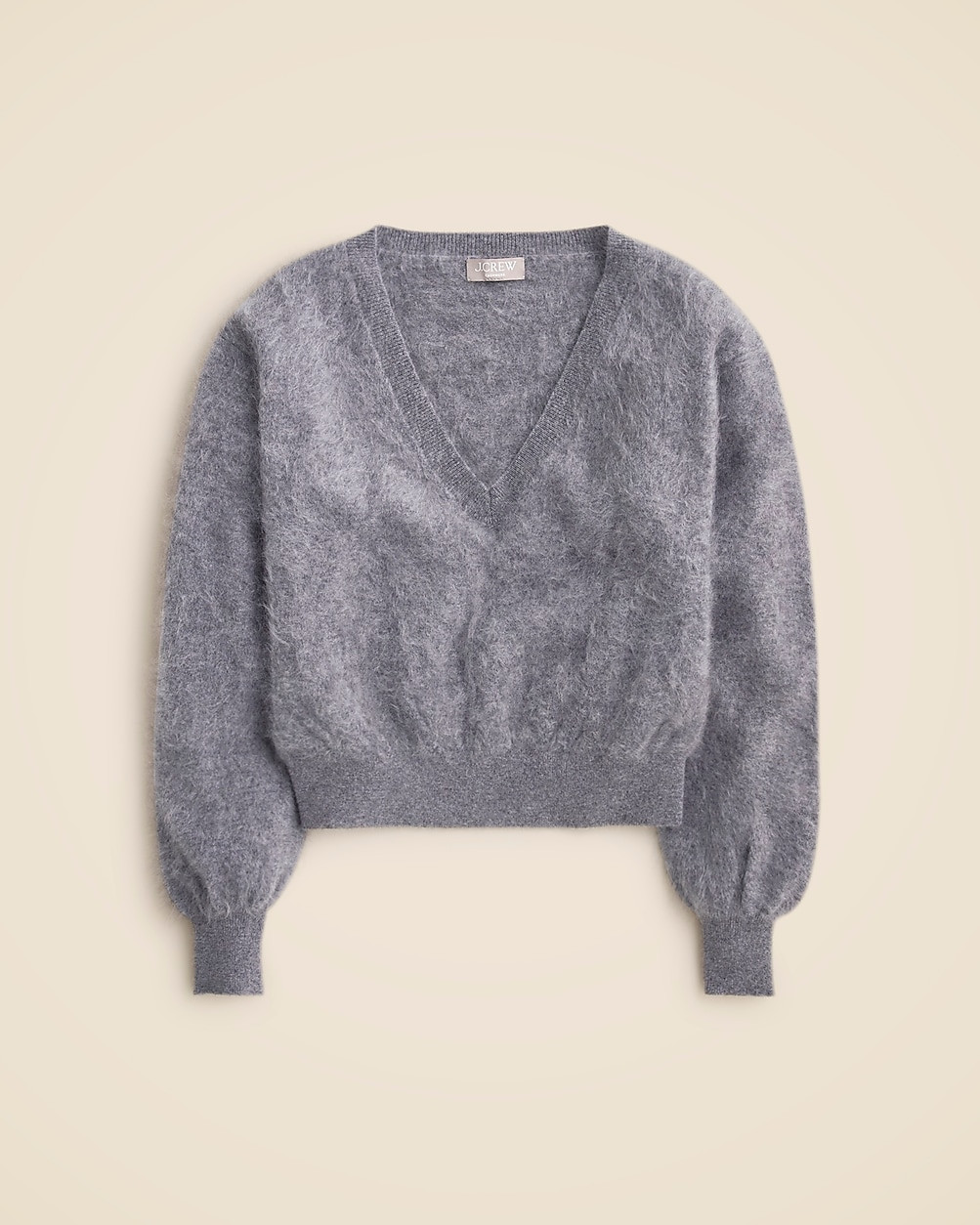 Brushed cashmere cropped V-neck sweater | J. Crew US