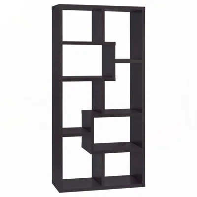 8-shelf Cappuccino Geometric Bookcase | Wayfair North America