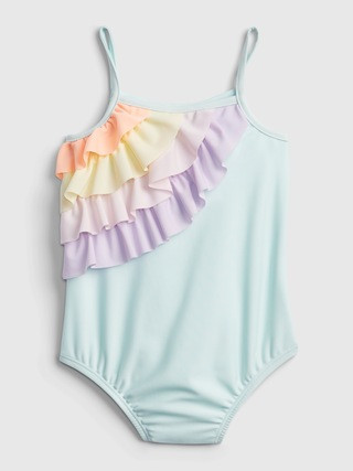 Toddler Recycled Rainbow Ruffle Swim One-Piece | Gap (US)