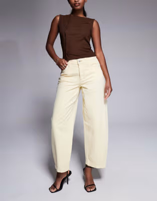 River Island barrel jean in light yellow | ASOS (Global)