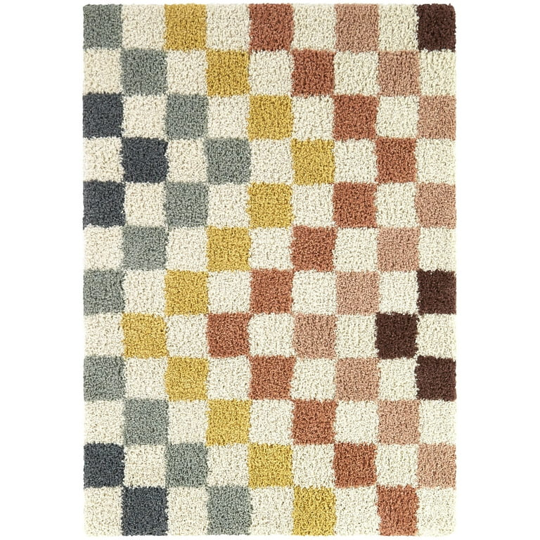 Mainstays Rainbow Checkered Shag Indoor Rug, 8x10 | Walmart (US)