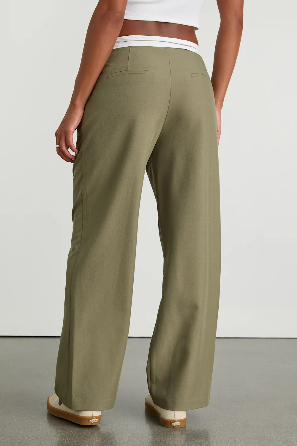 Refined Mood Olive and White Straight Leg Trouser Pants | Lulus