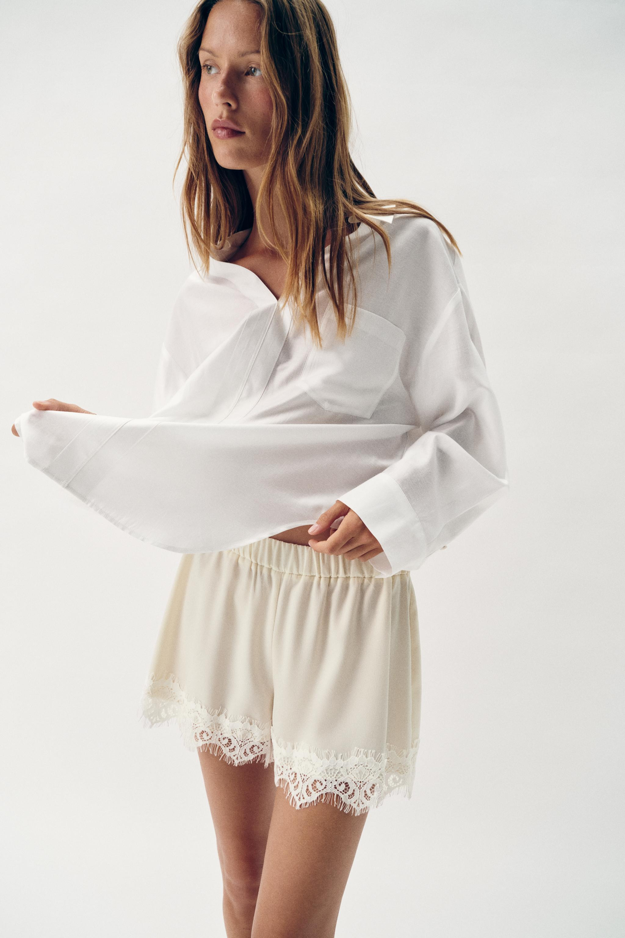 SATIN SHORTS WITH LACE | Zara UK