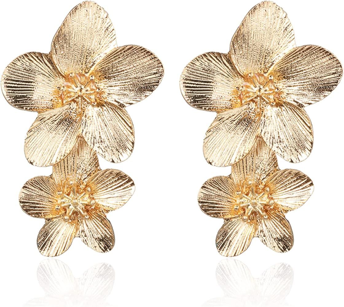 T-ztoss Bohemian Gold Elegant Flower Fashion Dangle Earring Cute Metal Flower Earrings Unique Chi... | Amazon (US)