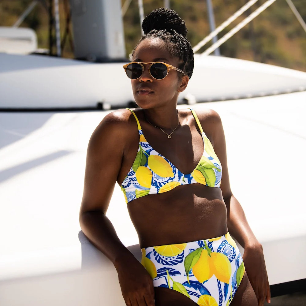 The Positano - High Waist Bikini Bottom | Watercolors Swim | Kenny Flowers