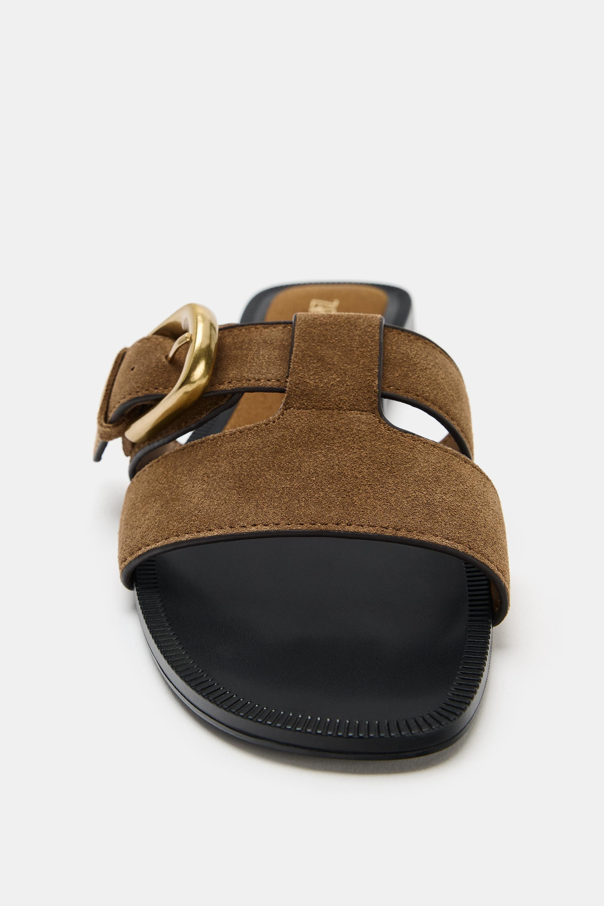 BUCKLED SPLIT SUEDE SANDALS | Zara US