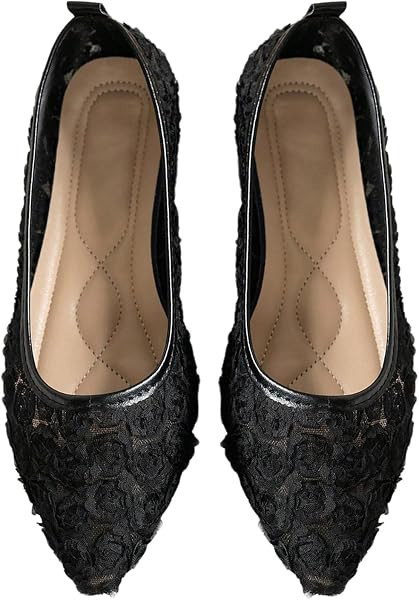 GORGLITTER Women's Lace Ballet Flats Pointed Toe Comfortable Shoes Dressy | Amazon (US)