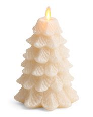 5x6.5in Glitter And Snow Finish Christmas Tree Moving Flame Candle | TJ Maxx
