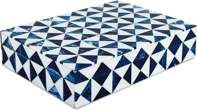 Handicrafts Home Blue and White Decorative Storage Box with Lid \u2013 Slim Decorative Storage Bo... | Amazon (US)