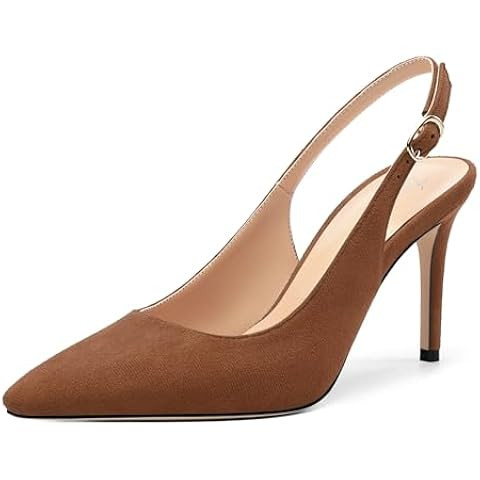 Divanne Slingback Pumps, Women's Pointed Toe Low Heel Sandals Slingback Strap Kitten Heel Pumps E... | Amazon (US)