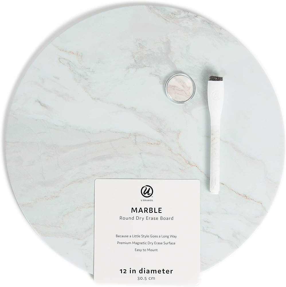U Brands Magnetic Round Marble Dry Erase Board, Includes Marker, 12” Diameter | Amazon (US)