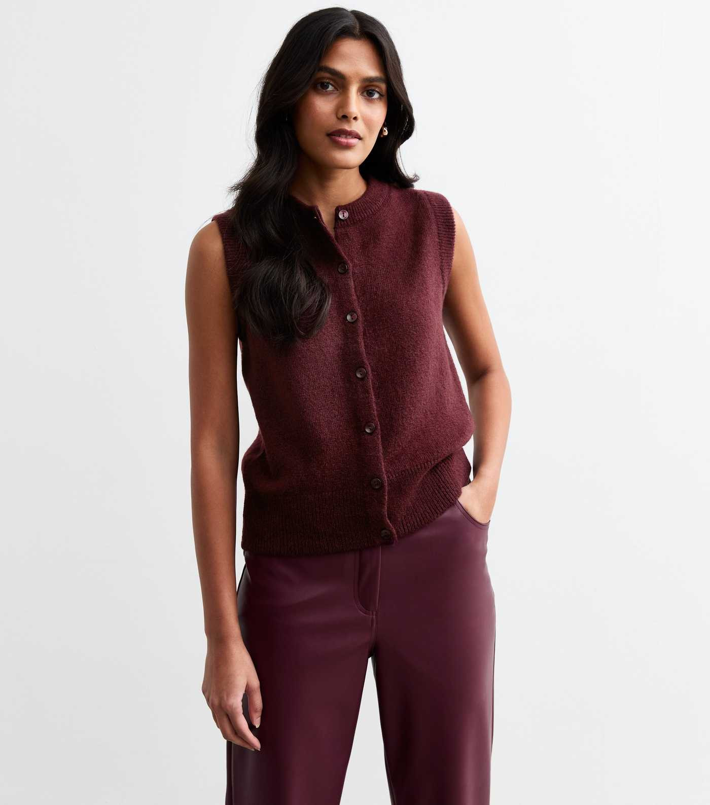 Burgundy Knit Sleeveless Waistcoat
						
						Add to Saved Items
						Remove from Saved Items | New Look (UK)