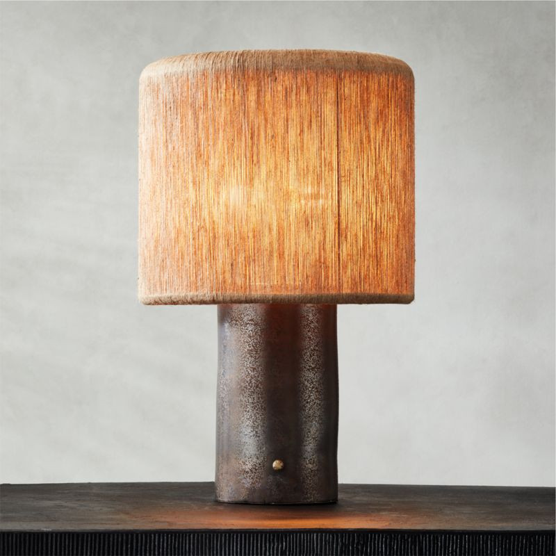 Ramble Tall Dark Brown Ceramic Table Lamp with Jute Shade by Kravitz Design + Reviews | CB2 | CB2