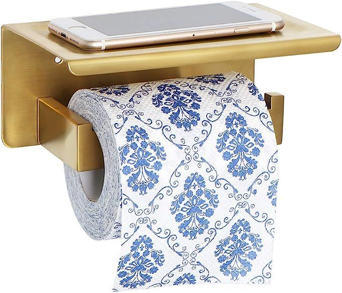 Alise Toilet Paper Holder,Bathroom Tissue Holder with Shelf,SUS304 Stainless Steel Toilet Paper R... | Amazon (US)