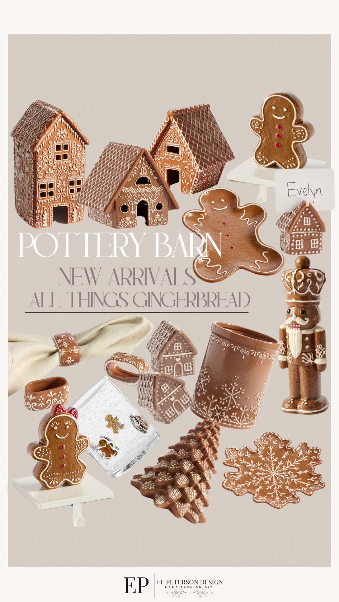 Pottery barn
All things gingerbread 
Ginger bread houses
Utensil holder
Napkin rings
Glassware
Card holder
Nutcracker
Plates 
Cookie jar

#LTKHome