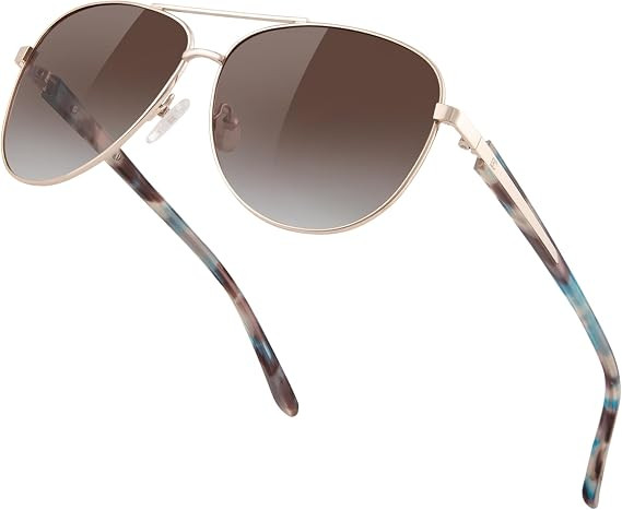 Polarized Aviator Sunglasses for Women : UV Protection Acetate Square Sunglass With Retro Classic... | Amazon (US)