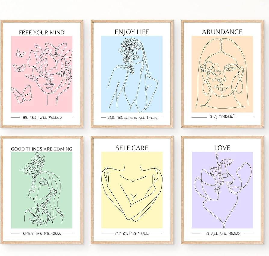 JUJU'S VIBES Pastel Danish Room Decor - Aesthetic Wall Art for Women, Teen - Wall Collage Picture... | Amazon (US)