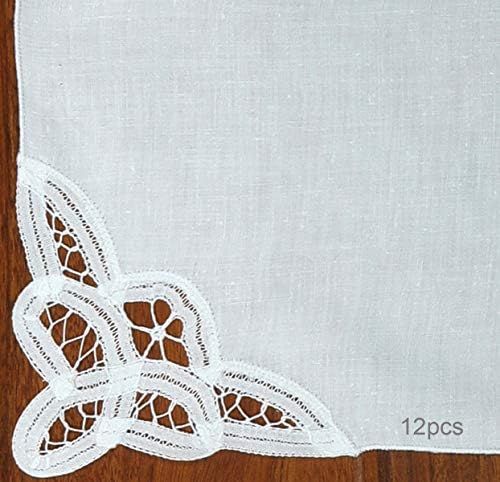 Creative Linens Battenburg Lace Napkin Set White, 100% Cotton (Napkins-12pcs) | Amazon (US)