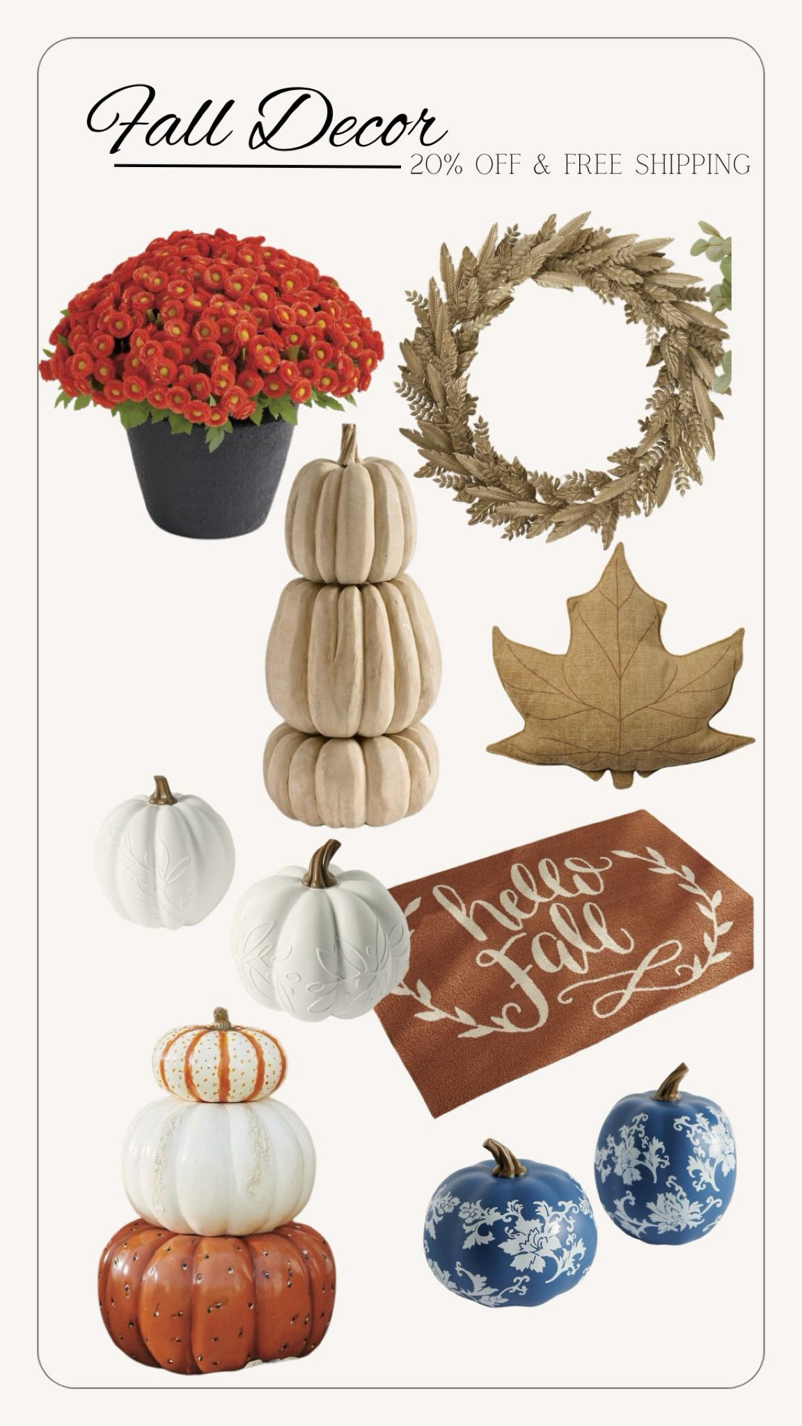 Fall decor! Grandin Road rarely offered free shipping and it’s a great sale to shop fall decor and Halloween decor! 

Home decor. Halloween. Fall decor. Seasonal decor. Pumpkins. Porch decor. 

#LTKHome #LTKSeasonal