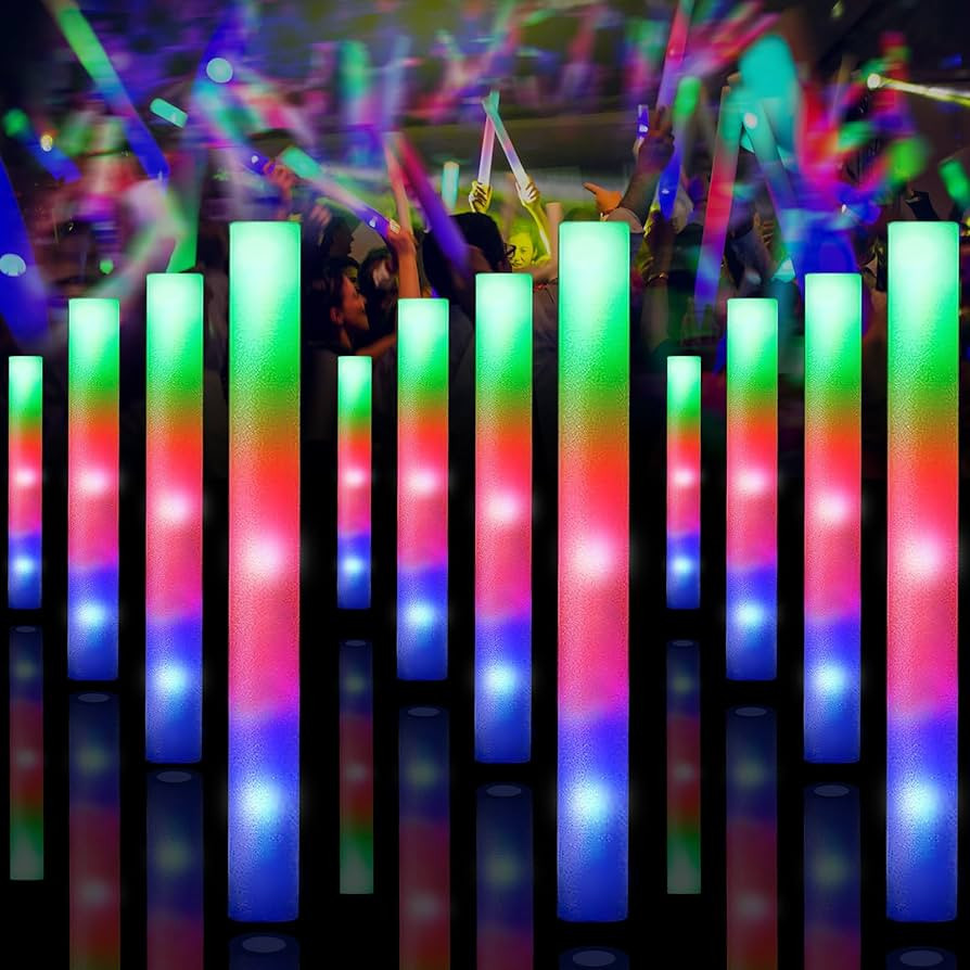125 PCS LED Party Foam Light Up Sticks, 16'' Glow Batons for Wedding, Birthdays, DJ, Concerts, Fe... | Amazon (US)