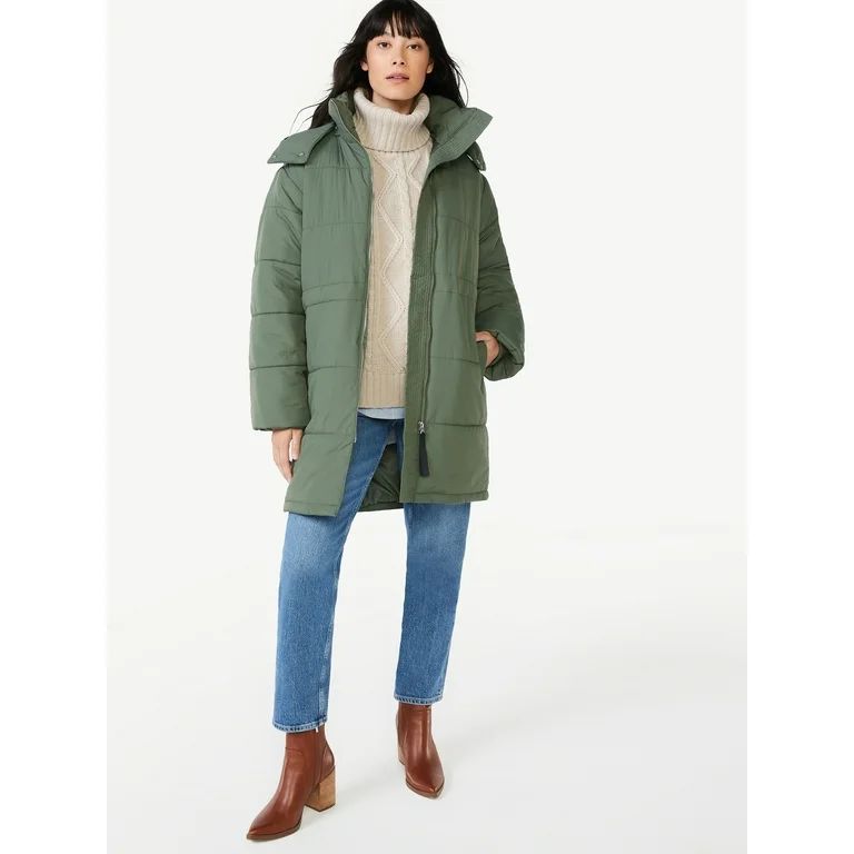 Free Assembly Women's Long Puffer Coat | Walmart (US)