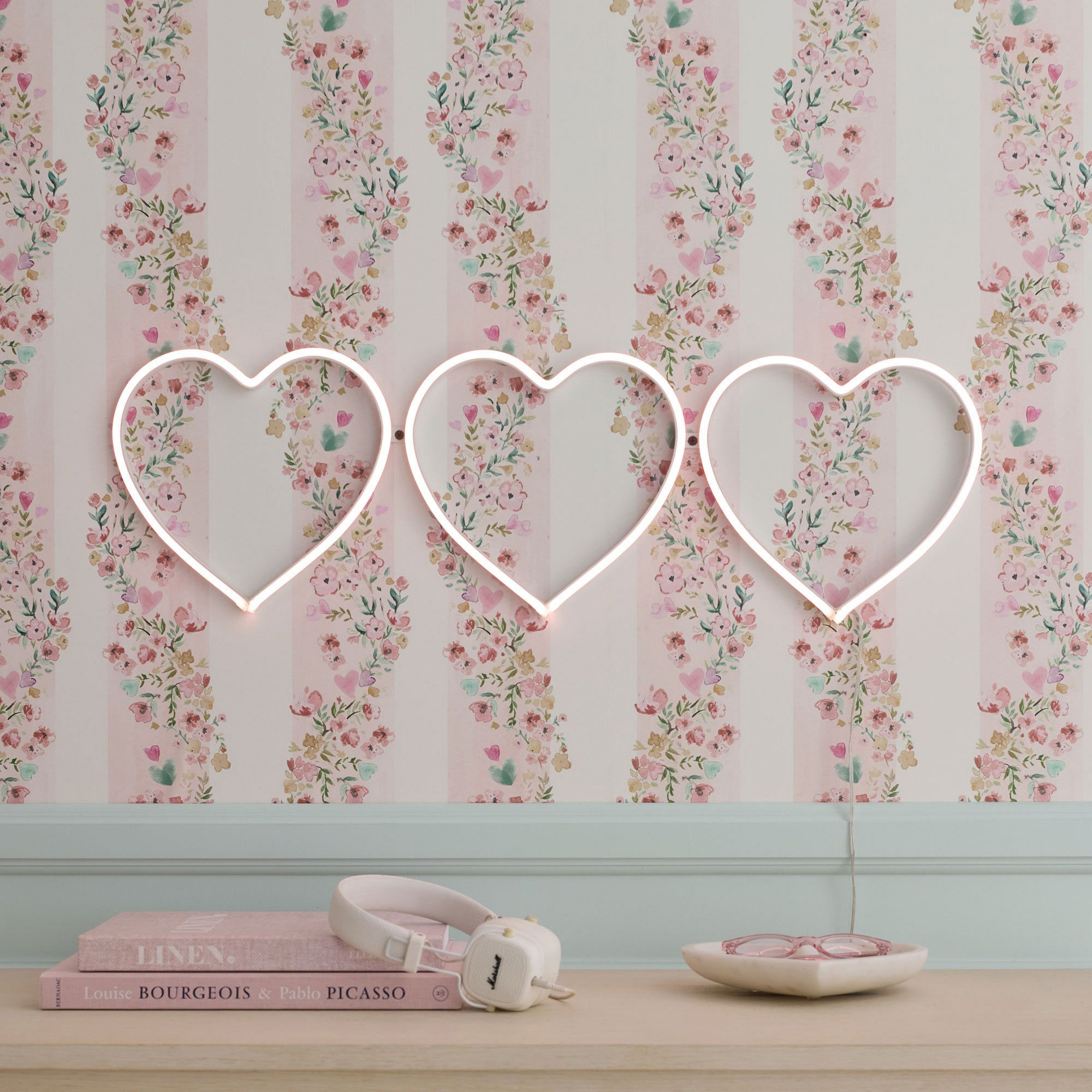 Three Heart Neon Wall Light (29.5") | Pottery Barn Teen