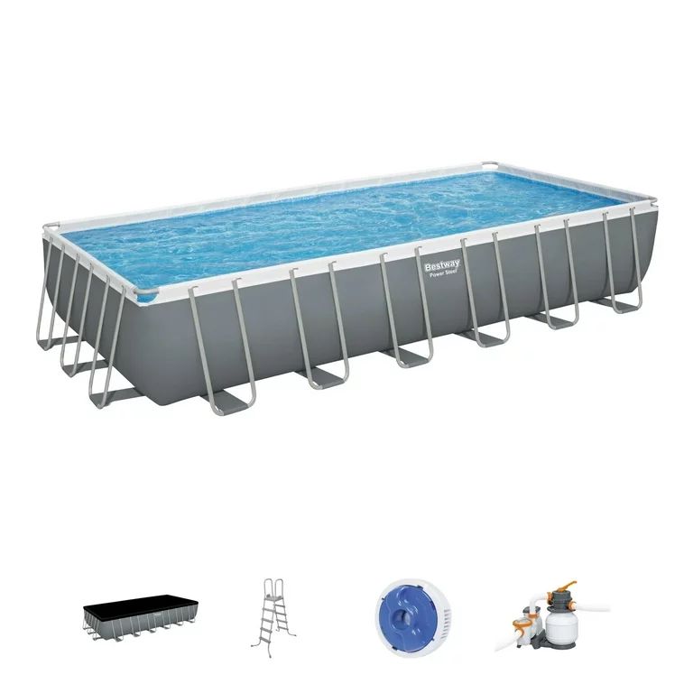 Bestway 24' x 12' x 52" Rectangular Frame Above Ground Swimming Pool Set | Walmart (US)