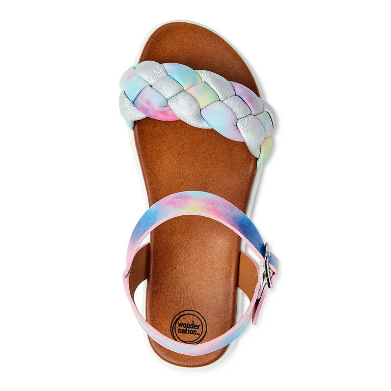 Wonder Nation Girls Puff Braid Flatform Sandals, Sizes 13-6 | Walmart (US)