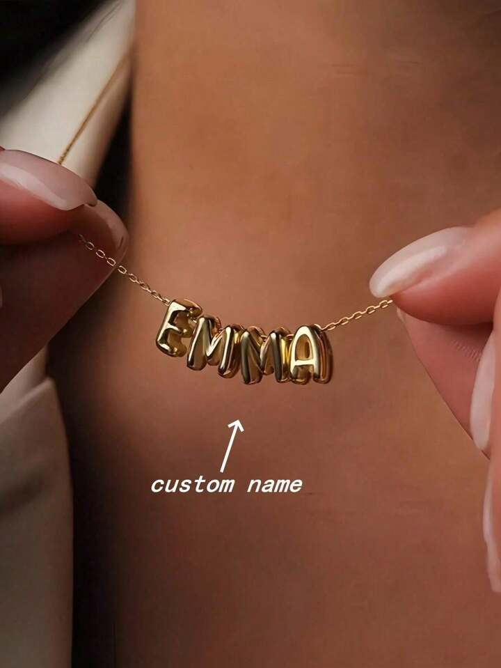 1pc Custom 3D Bubble Letter Initial Necklace, Personalized Charm Jewelry Pendant Gift, Round Init... | SHEIN