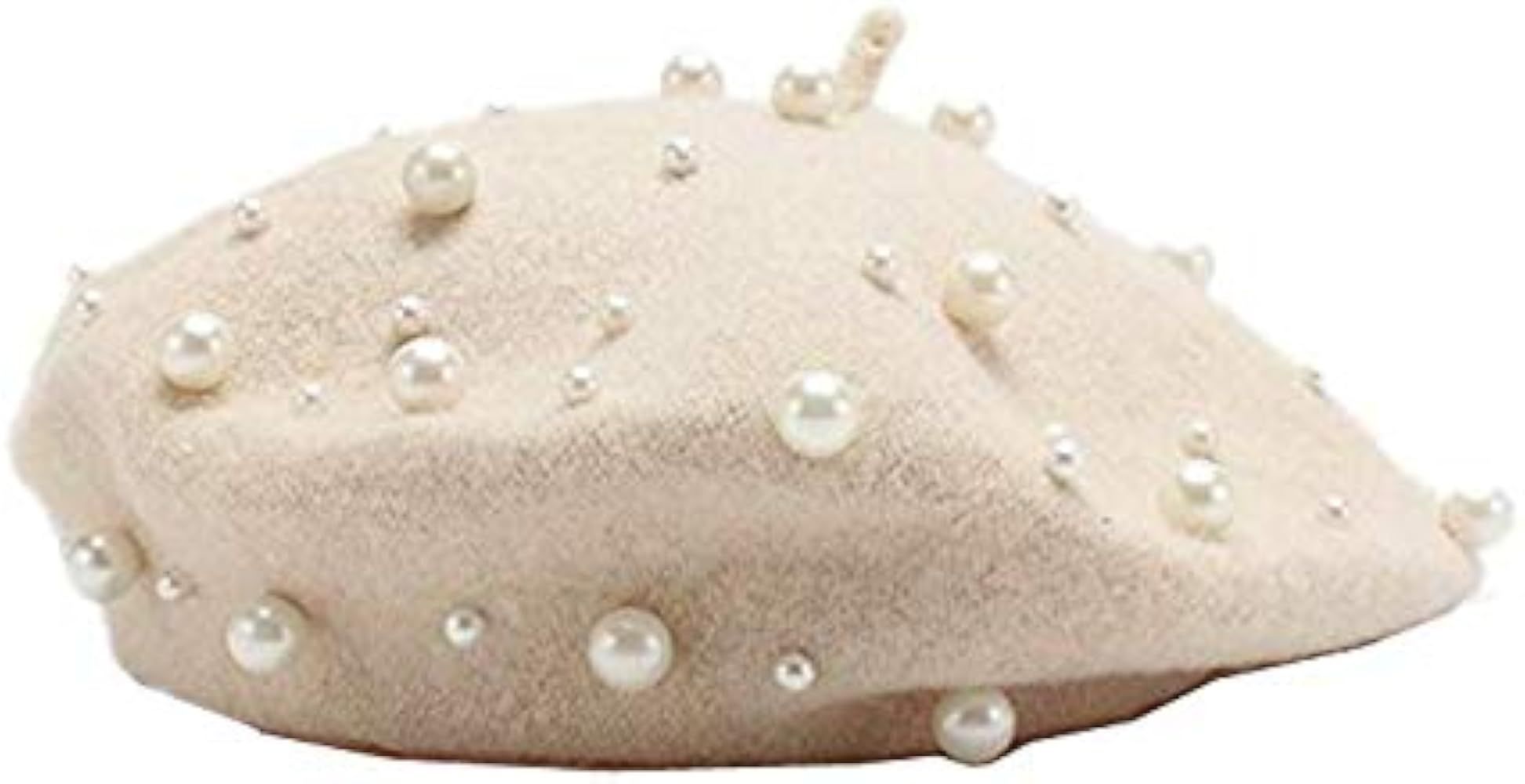2021 Vintage Beret Hat Pearl Wool Lady Winter Warm Hat Beanies Artist Hat | Amazon (US)