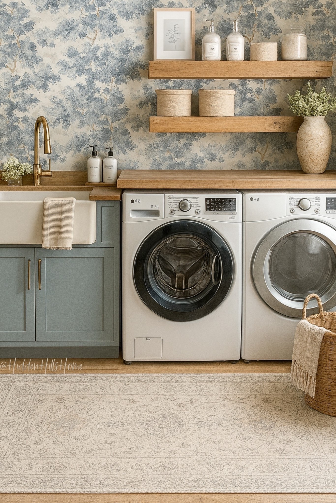 Laundry room decor mood board, laundry room wallpaper, home decor, laundry room design ideas #homedecor
