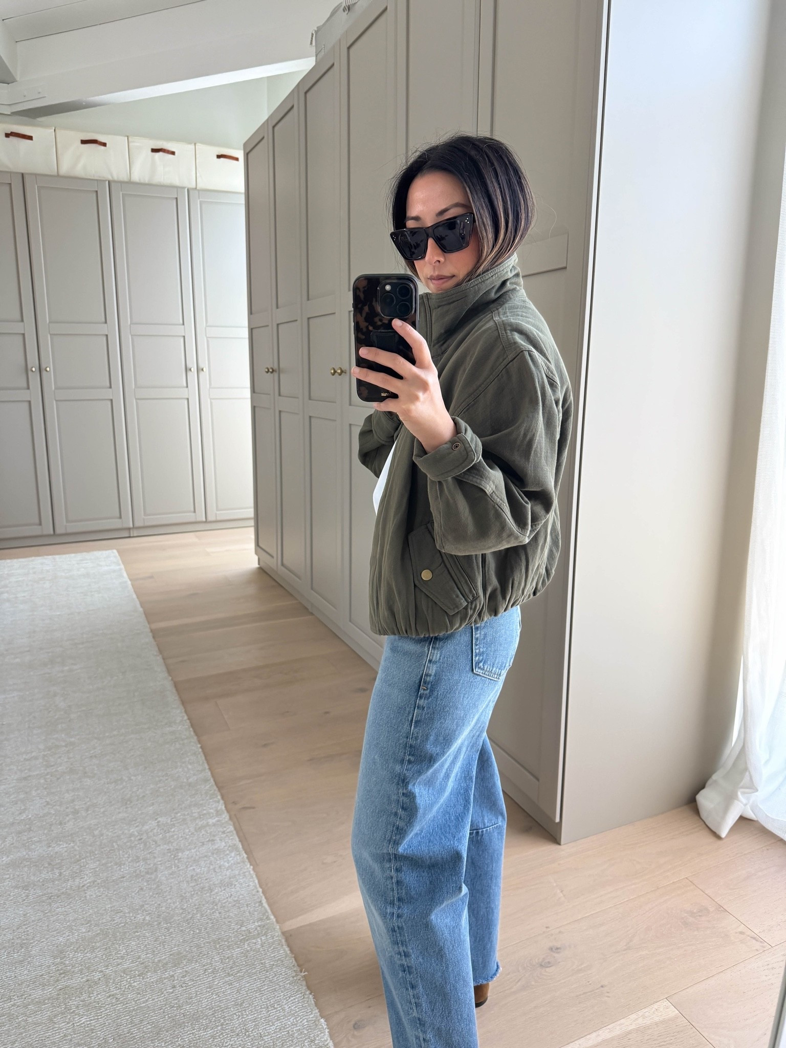 easy 100% cotton jacket. Size down. A very comfy jacket. 

Carlson jacket xs
Madewell tee xs
Citizens of humanity Miro jeans 24, sized down and cut hems
Vince loafers 5

#LTKPetite #LTKmomlife #LTKSeasonal
