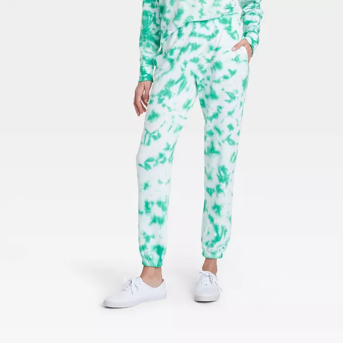 Women's Lucky Tie-Dye Wash Graphic Jogger Pants - Green | Target