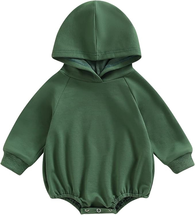Thorn Tree Newborn Baby Boy Hooded Sweatshirt Long Sleeve Solid Romper Infant Baby Fall Winter On... | Amazon (US)