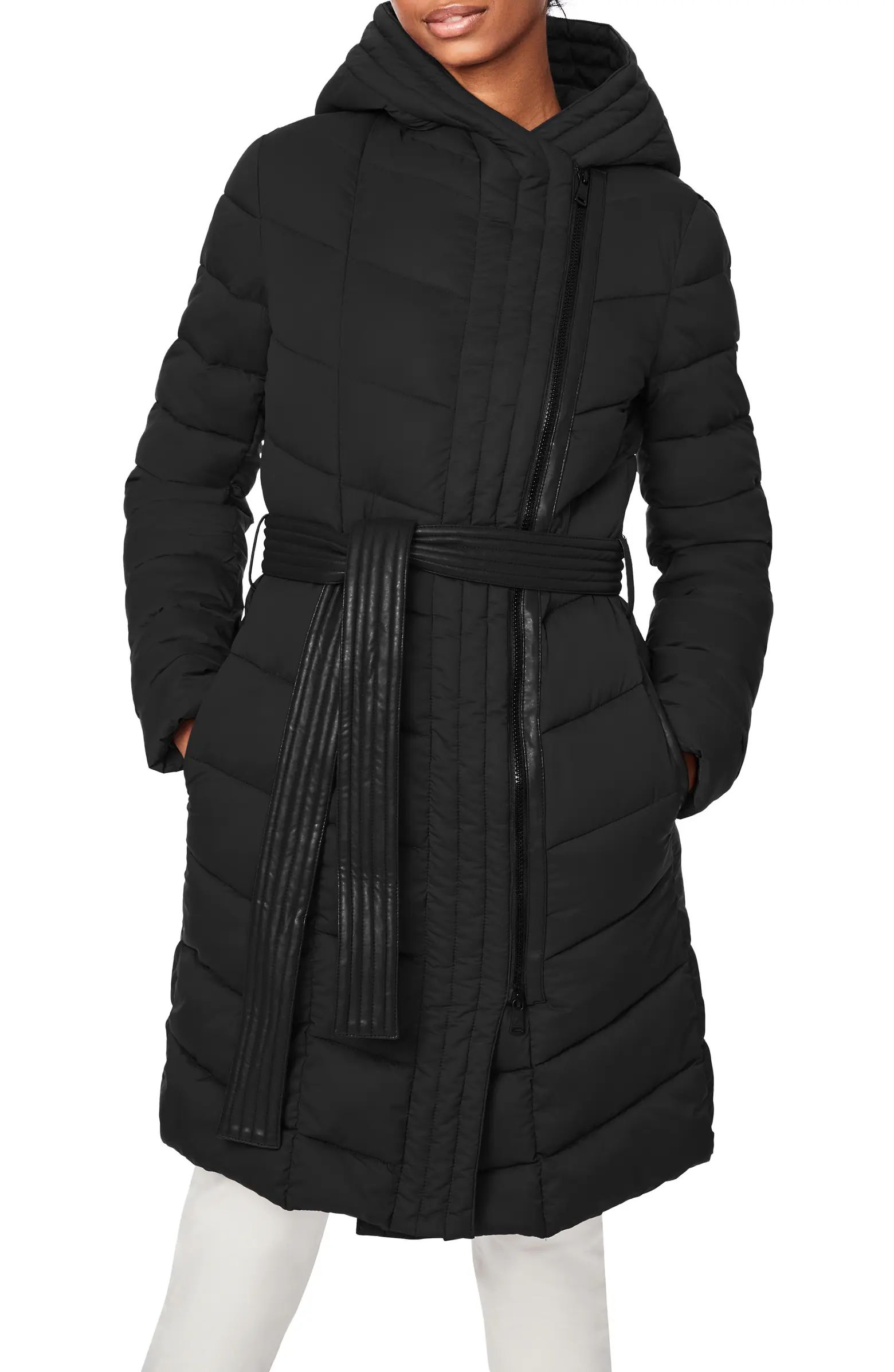 Hooded Puffer Jacket with Belt | Nordstrom